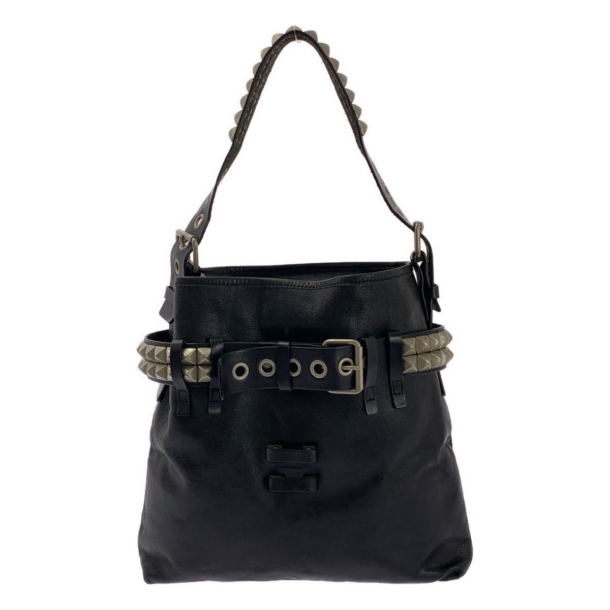 JUNYA WATANABE COMME des GARCONS | ジュンヤワタナベ | スタッズ ベルト カウレザー ショルダーバッグ | ブラック|シルバー | レディース