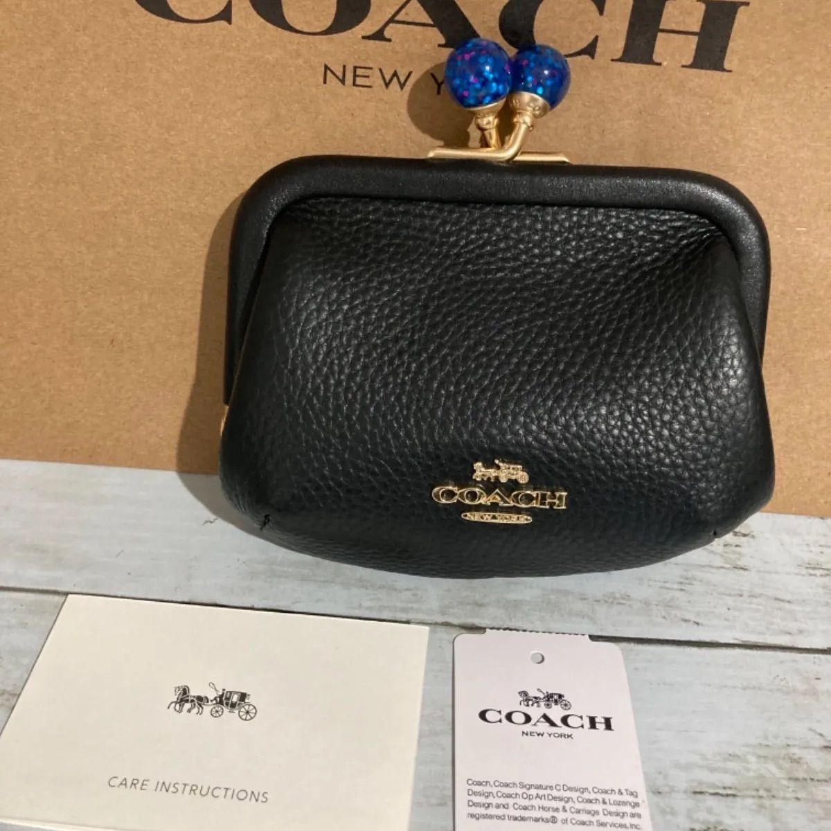 極美品✨️　COACH　コーチ　コインケース　シグネチャー　がま口　ブラック 極美品✨️COACHコーチコインケースシグネチャーがま口ブラック