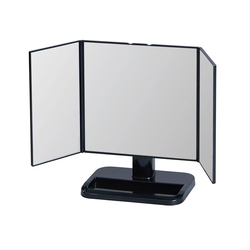 Belca(ベルカ) 卓上ミラー 折りたたみ 卓上三面鏡 大 幅43×奥行12.7×高さ26cm ブラック コンパクト スタンドミラー メイクアップミラー 化粧鏡 鏡 DI-T3LBK 0