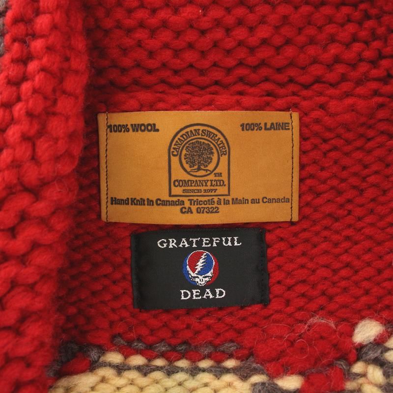 グレイトフルデッド GRATEFUL DEAD ダンシングベアカナディアンベスト DANCING BEAR CANADIAN VEST ジレ ニット  カウチン ジップアップ ロゴ クマ ウール 赤 レッド グレー アイボリー /NW38 - メルカリ