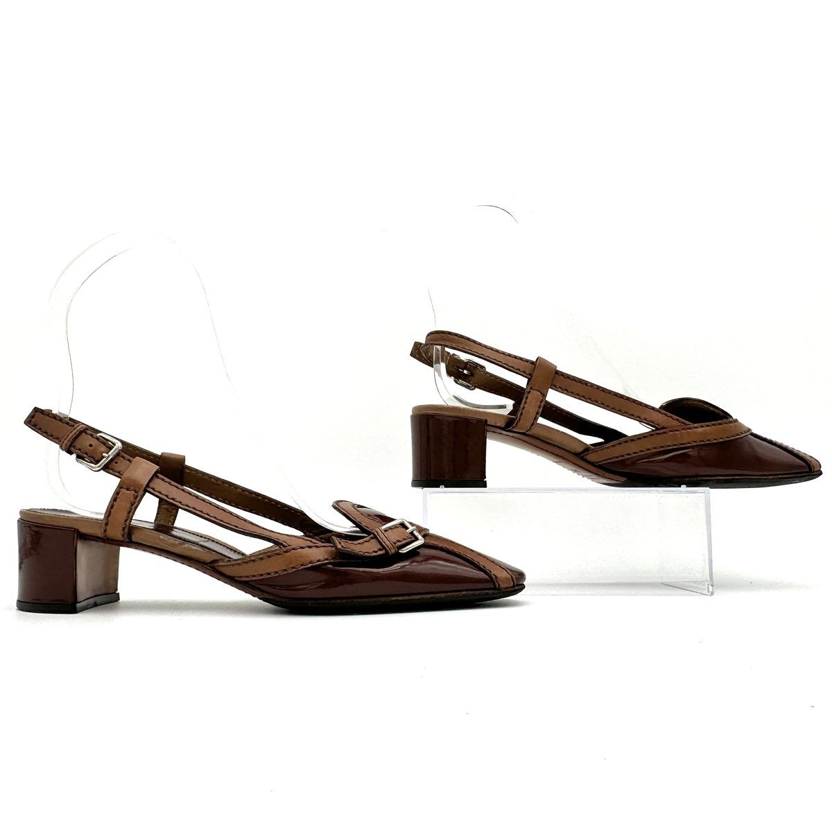 PRADA ミュール 本革 エナメル スクエアトゥ バックストラップ 2202T PRADA ミュール 本革 エナメル スクエアトゥ バックストラップ