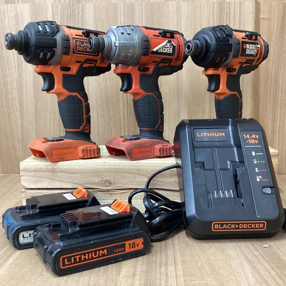 ジャンク BLACK＆DECKER EXI18ｲﾝﾊﾟｸﾄﾄﾞﾗｲﾊﾞ3台 ﾊﾞｯﾃﾘ-2個 充電器 商品説明欄必読 201
