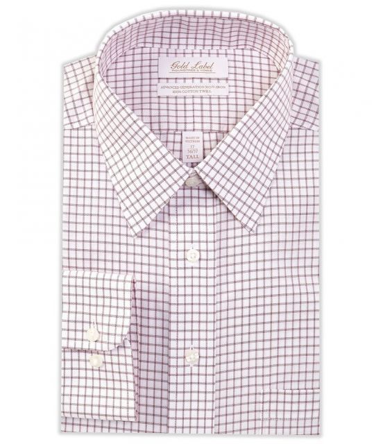 【送料無料】 ラウンドトゥリーアンドヨーク メンズ シャツ トップス Gold Label Roundtree u0026 Yorke Big u0026 Tall Non-Iron Point Collar Grid Print Twill Dress Shirt Whit