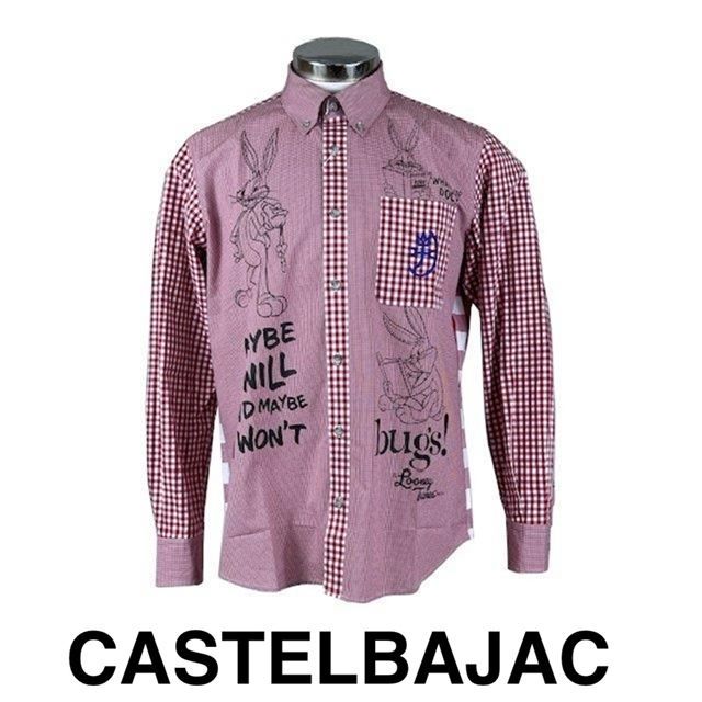 30％OFFカステルバジャックCASTELBAJAC長袖コットンシャツ7214125103-3アカ