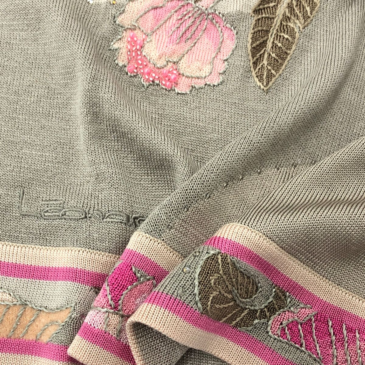 LEONARD レオナール シルク 長袖ニット 大きいサイズ:42