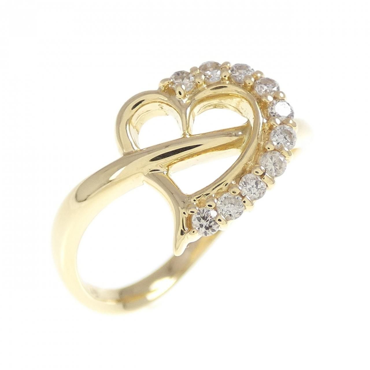 K18YG ハート ダイヤモンド リング 0.16CT K18YG Pt900 コンビ リング