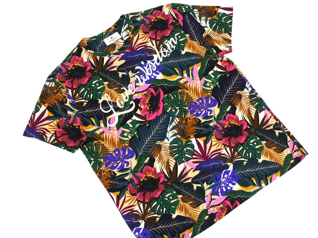 ETRO】エトロコットン100% ボタニカルハイビスカス柄プリント T