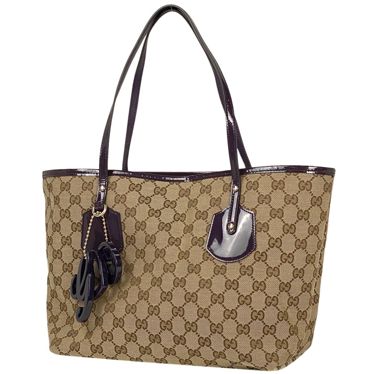 グッチ GUCCI GG柄 トートバッグ エナメル チャーム ハンドバッグ