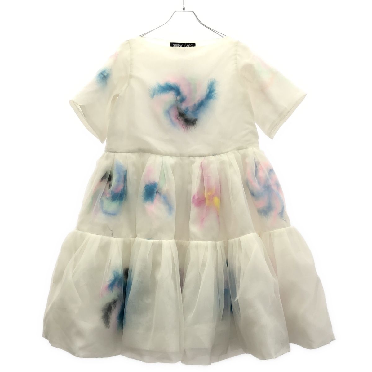SUSAN FANG スーザンファング 21SS レインボーフェザーボリュームワンピース ホワイト S