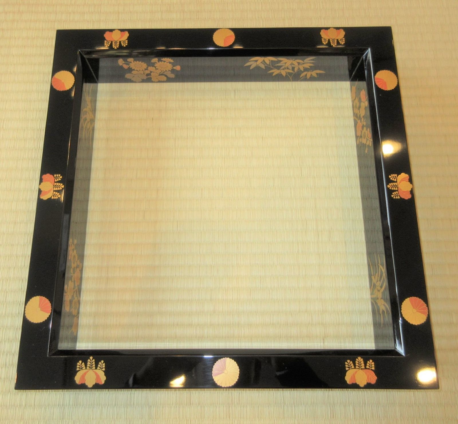 逢絢亭 茶道具 炉縁 山中塗 四君子蒔絵 真塗 塗師 多田桂寛 共箱入り