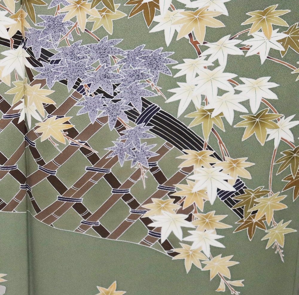 紅葉 流水 紋無し 素敵なデザイン 付下げ 訪問着 着物 正絹 T-4181 訪問着 流水草花文 サーモンピンク S / mtu_194