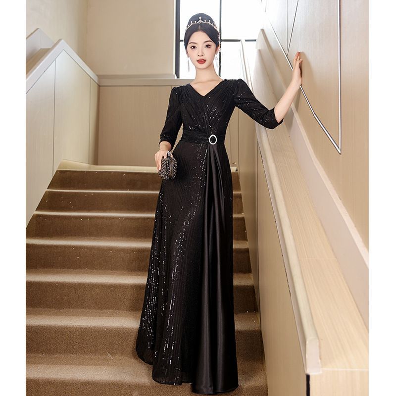 美品】DressBlackロングドレスシャンパンゴールド