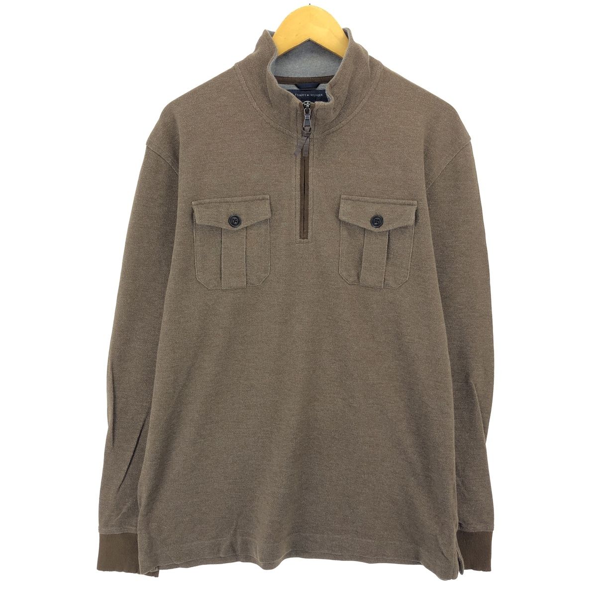古着 トミーヒルフィガー TOMMY HILFIGER ハーフジップ ロングTシャツ ロンT メンズXL相当/eaa430775