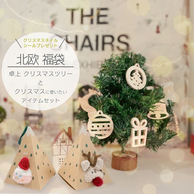 福袋 卓上 クリスマスツリー 北欧 インテリア 国産ひのき 木製オーナメント ルームソックス 2足セット クリスマス DIY オーナメント 子供 クリスマス クリスマスプレゼント