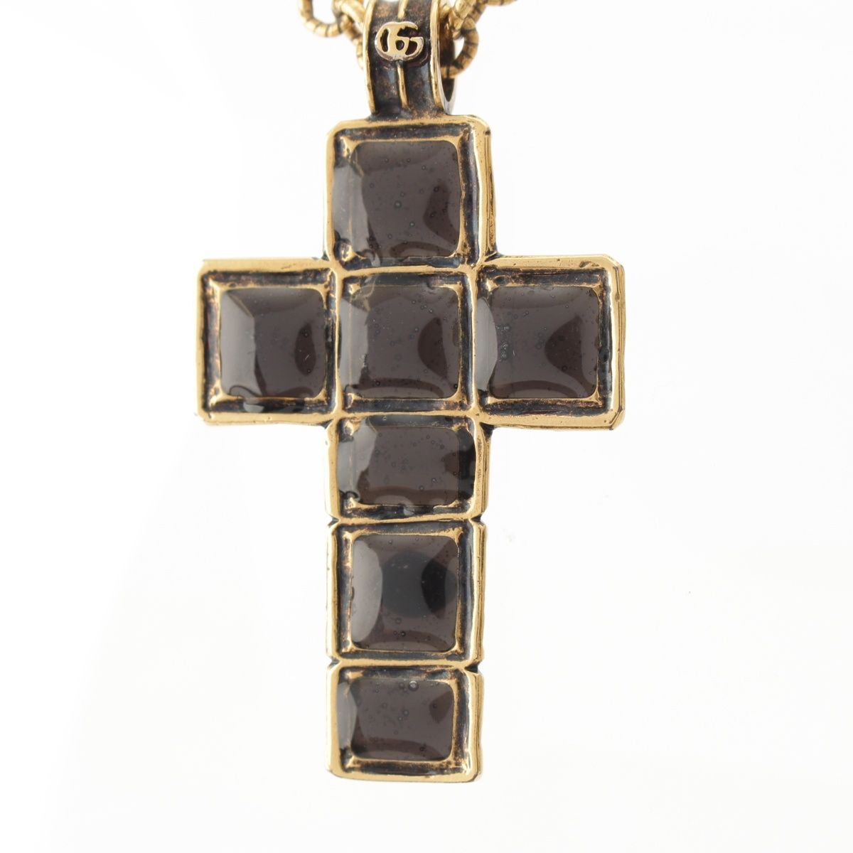 グッチ ダブルG クロス 十字架 ストーン チェーン ネックレス  