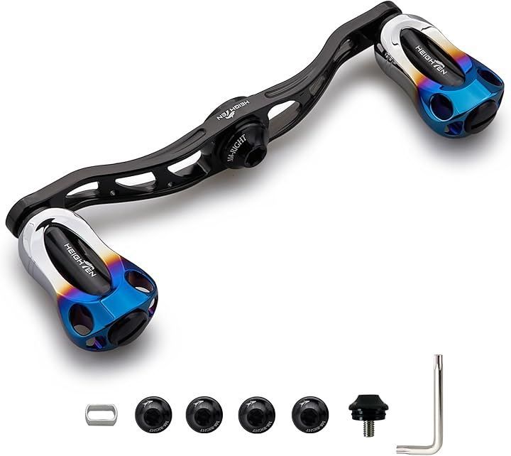 HEIGHTEN リール ハンドル 22mm ノブ搭載 シマノ SHIMANO ダイワ DAIWA アブ Abu 通用 ベイトリール Aurora Series 219 105mm - ブラック
