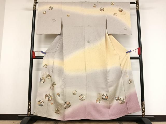 平和屋着物○世界的友禅作家 千地泰弘 訪問着 花丸文 暈し染め 金彩 金