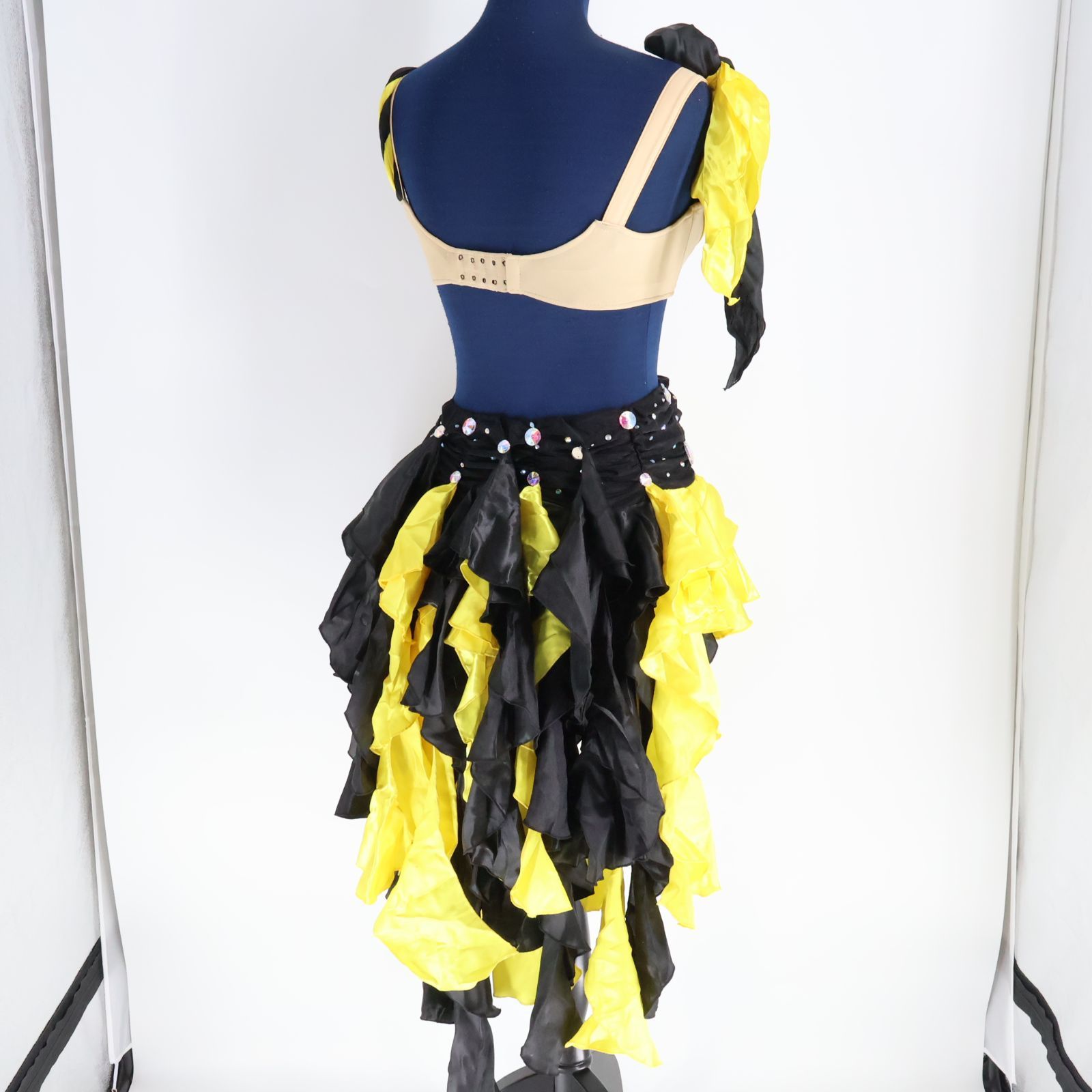 ベリーダンス用 オリエンタル衣装】イエロー×ブラック ラインストーン