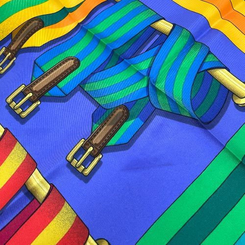 エルメス HERMES スカーフ カレ90 シルク Les Sangles ベルト J.METZ