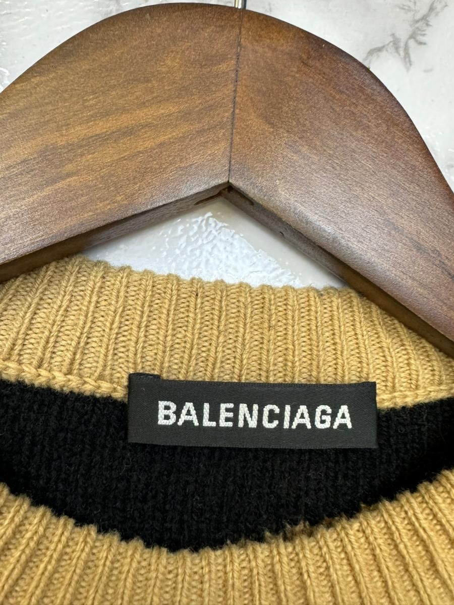 中古】 BALENCIAGA （バレンシアガ） ﾛｺﾞ ｼﾞｬｶﾞｰﾄﾞﾆｯﾄ メンズ ニット Beige ベージュ 547831 T1473  used:AB 総柄 ロゴ セーター Mサイズ - メルカリ