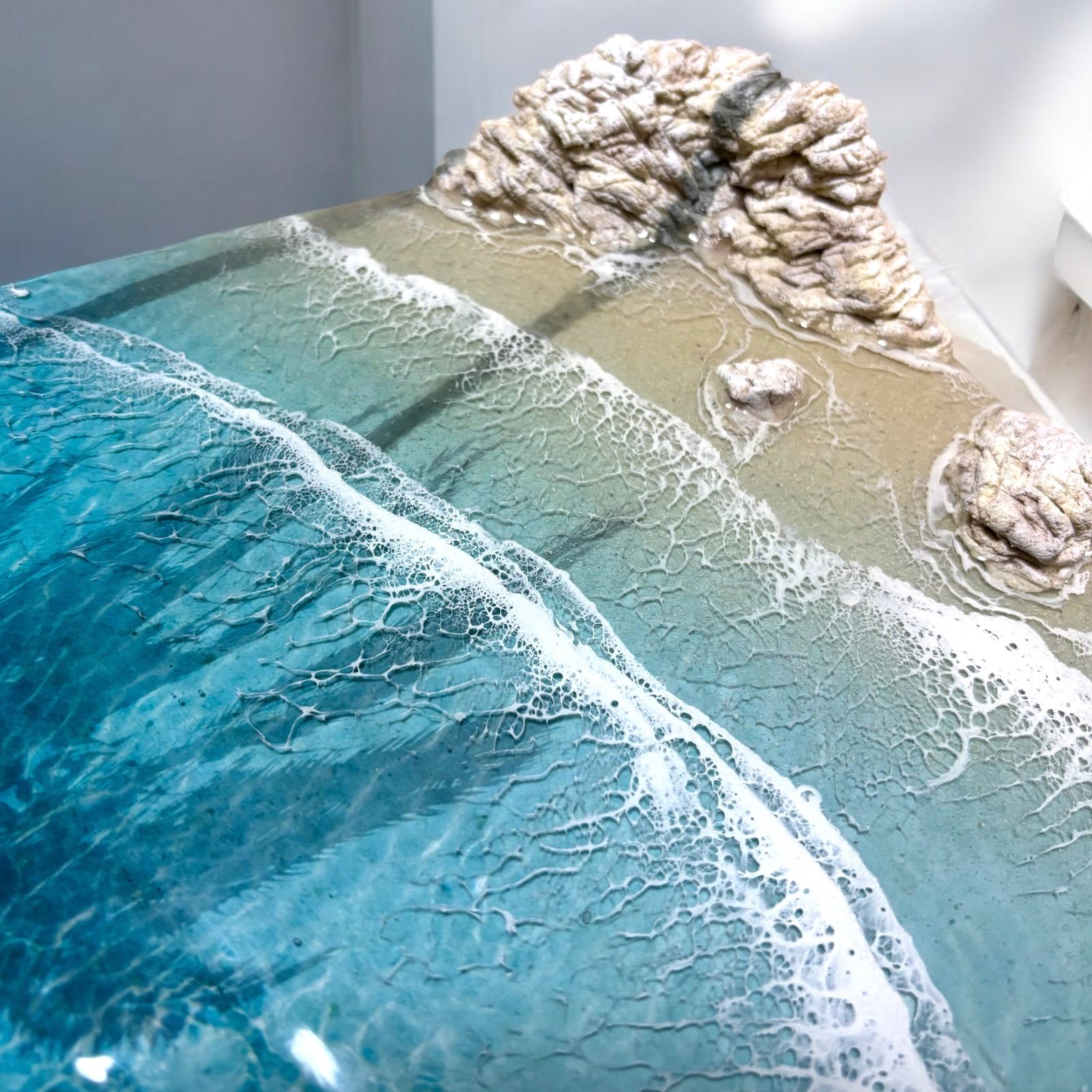 ヤシの影> 超立体 沖縄の海 レジンアートボード 美ら海