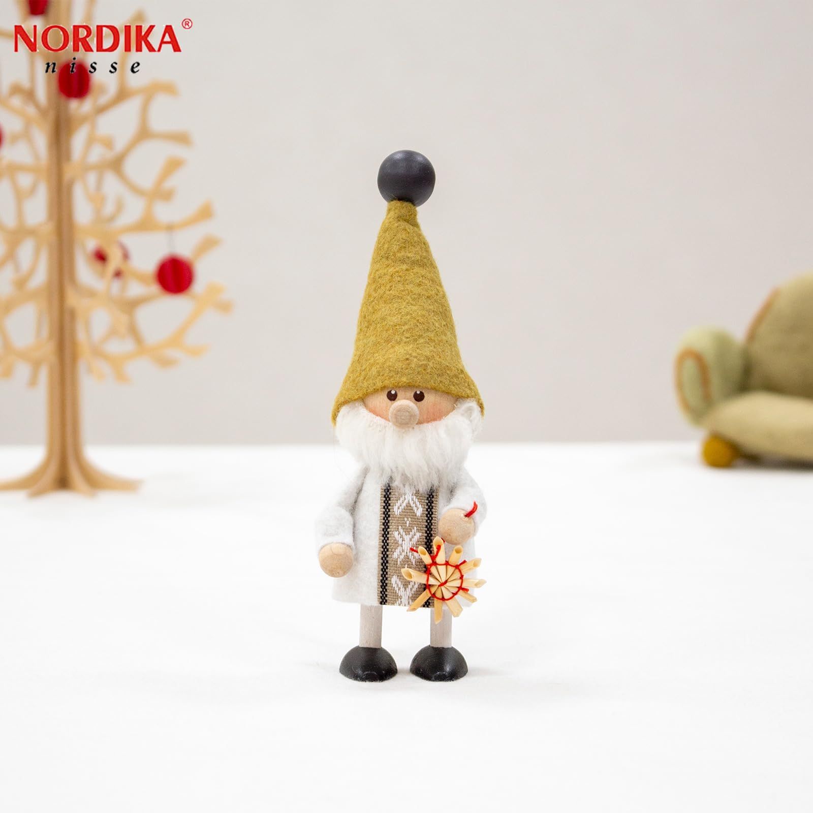 NORDIKA nisse ノルディカ ニッセ クリスマス 木製人形 ストローオーナメントを持ったサンタ Jule Hygge