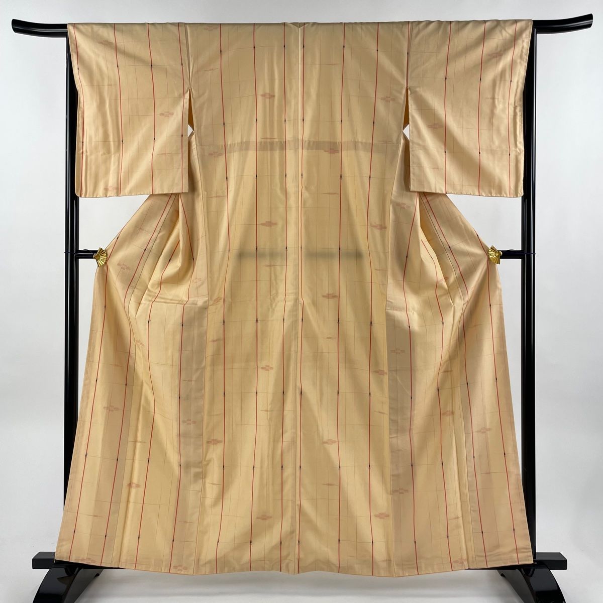 紬 身丈160.5cm 裄丈65cm 気持ちよく M 袷 風景 建物 焦茶色 正絹 名品 