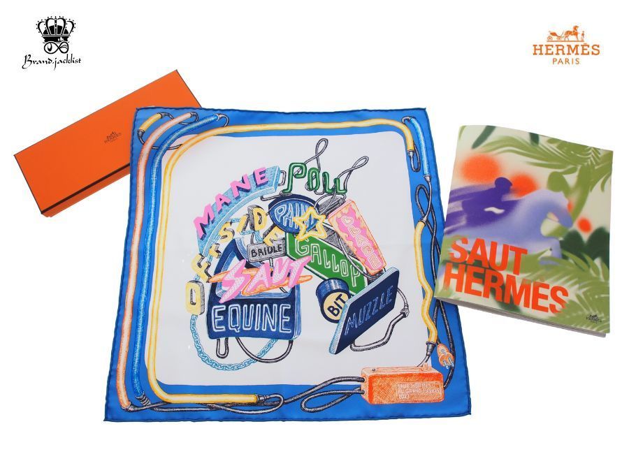 エルメス ガヴロッシュ 45 シュヴァロスコープ・ネオン SAUT HERMES AU GRAND PALAIS 2023 ソー・エルメス限定 シルク  青×白 HERMES【Used 開封品】 - メルカリ