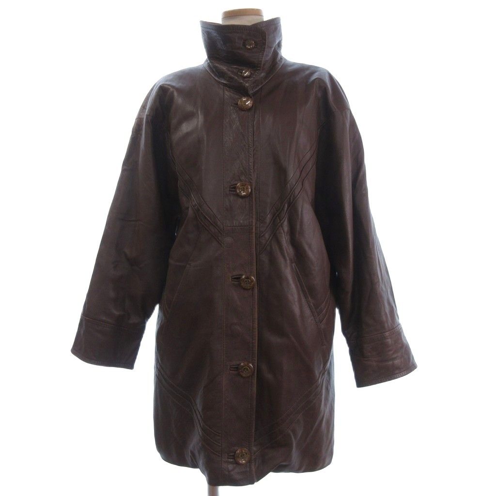 Fer-lucci コート スタンドカラー レザー 長袖 42 茶 ブラウン スペイン製 GY99