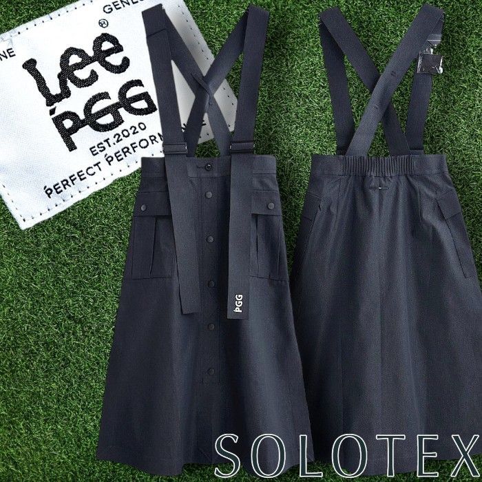 PGG by PEARLY GATES × Lee パーリーゲイツ ゴルフ リー 別注 無縫製圧着 SOLOTEX リサイクルポリデニム サスペンダー付き スカート ジャンパースカート ウェア 269-2134306 定価4.1万 ▲034 50925w12