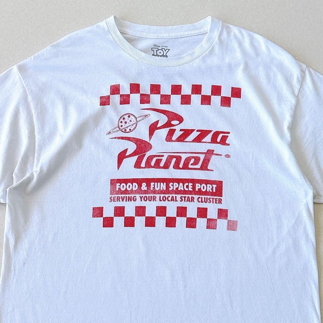 ディズニー ピクサー　トイストーリー　ピザプラネット　プリントTシャツ　00s disney Pixar Cartoon print Tshirt XL size