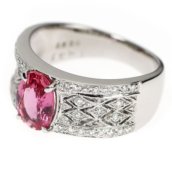 Pt900 ピンクサファイア リング ダイヤモンド ジュエリー 鑑別カード