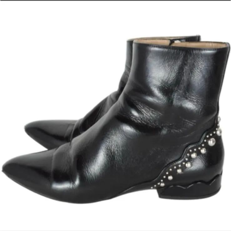 Chlo クロエ ショートブーツブーツ レザー スタッズ 35.5-22.5cm レザー モデル 定価115000円