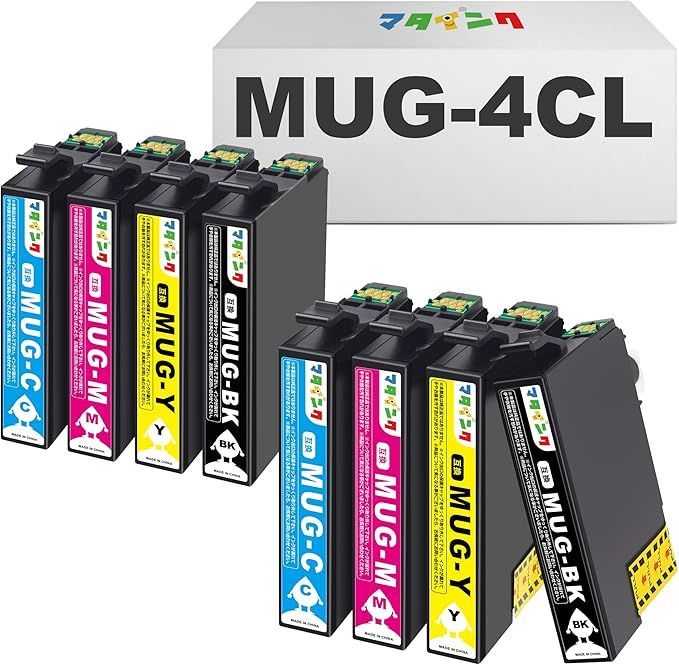 【在庫処分】マタインク MUG-4CL マグカップ インク エプソン用 インク マグカップ Epson用 MUG 大容量タイプ MUG-4CL (MUG-BK MUG-C MUG-M MUG-Y)*2 合計8本セット 対応機種：EW-452A EW-0