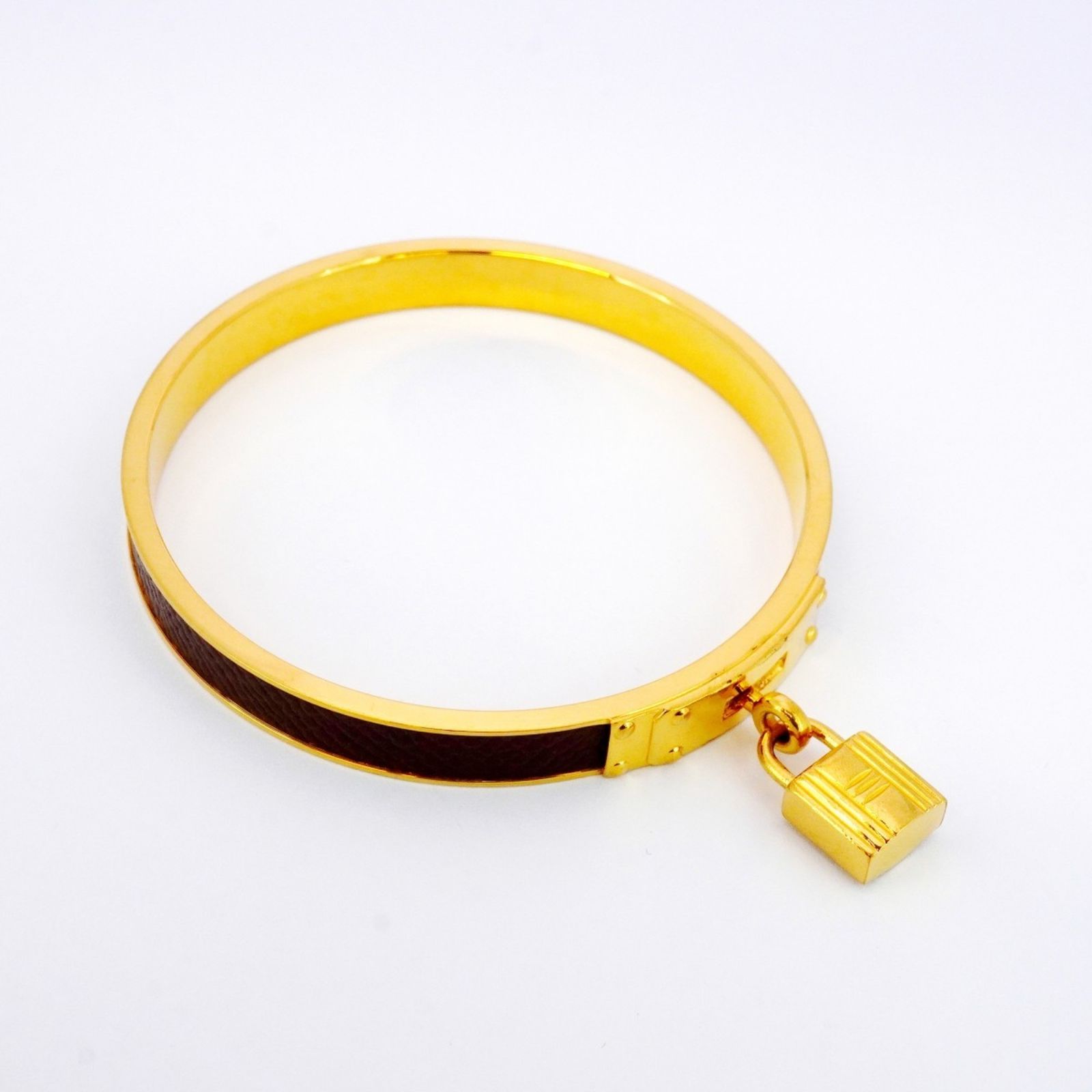 エルメス Hermes エルメス バングル ケリーバングル GPメッキ レザー ゴールド ブラウンレディース