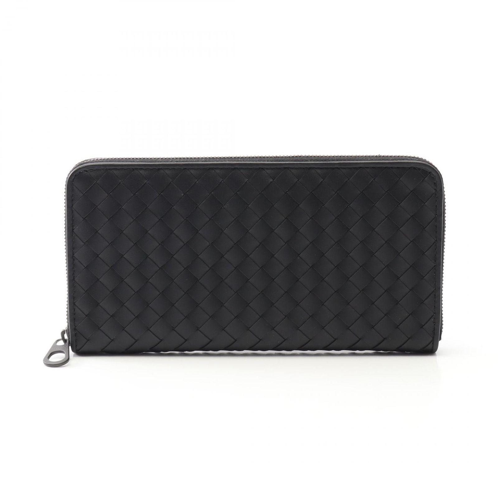 ボッテガヴェネタ BOTTEGA VENETA ラウンド長財布 イントレチャート ブラック レザー イントレチャート ラウンド長財布 レディース Used A