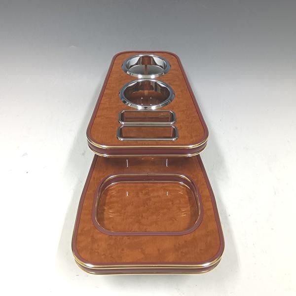 50系プリウス フロントカップホルダー ウッド 茶ｘゴールド