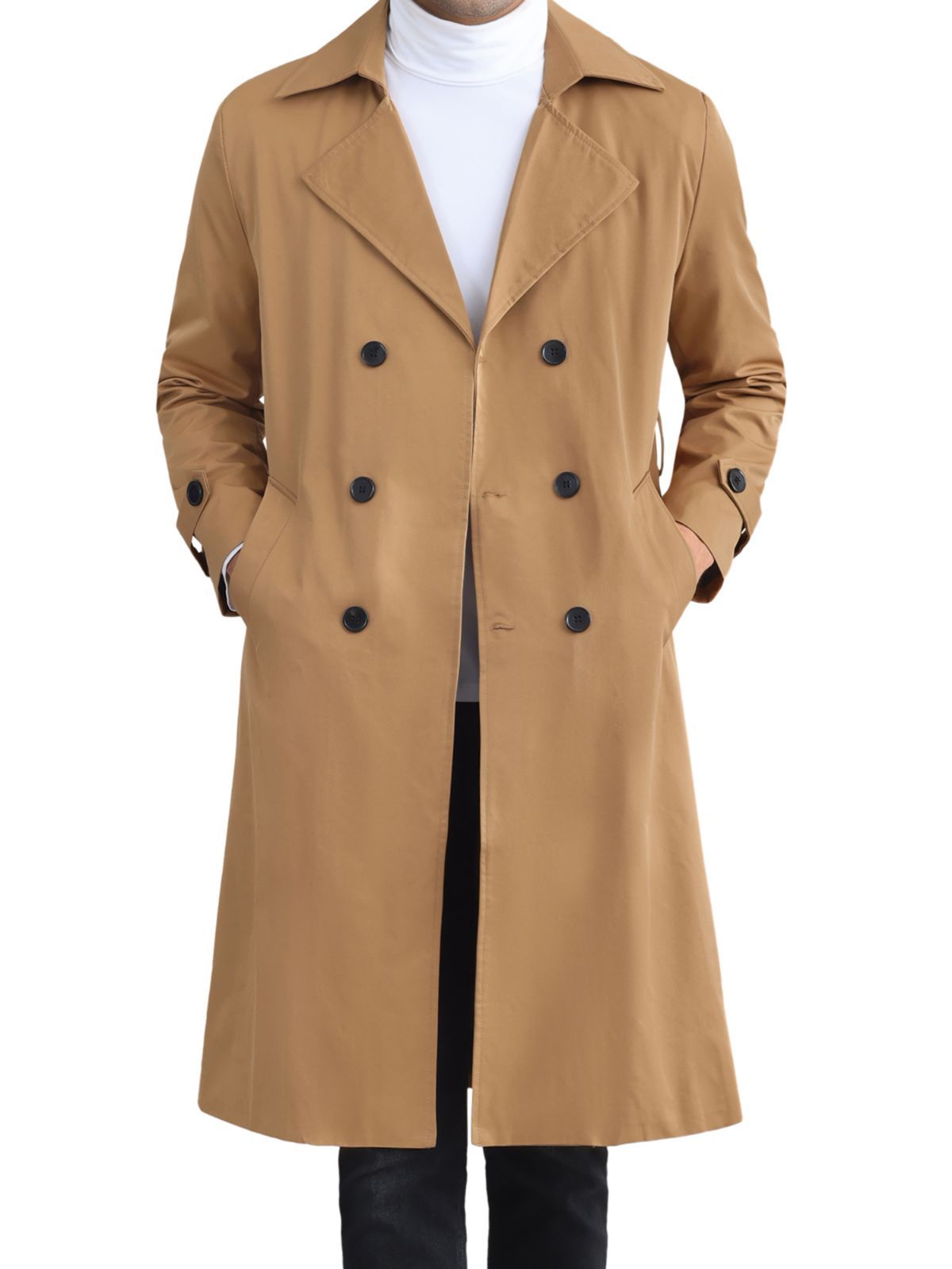 トレンチコート ウィンドブレーカー ブレストベルト アウターウェア 秋冬服 US サイズ: 4 5T カラー: ブルー woshi 並行輸入品 Lars Amadeus ベルト付き トレンチコート メンズ ダブルブレスト