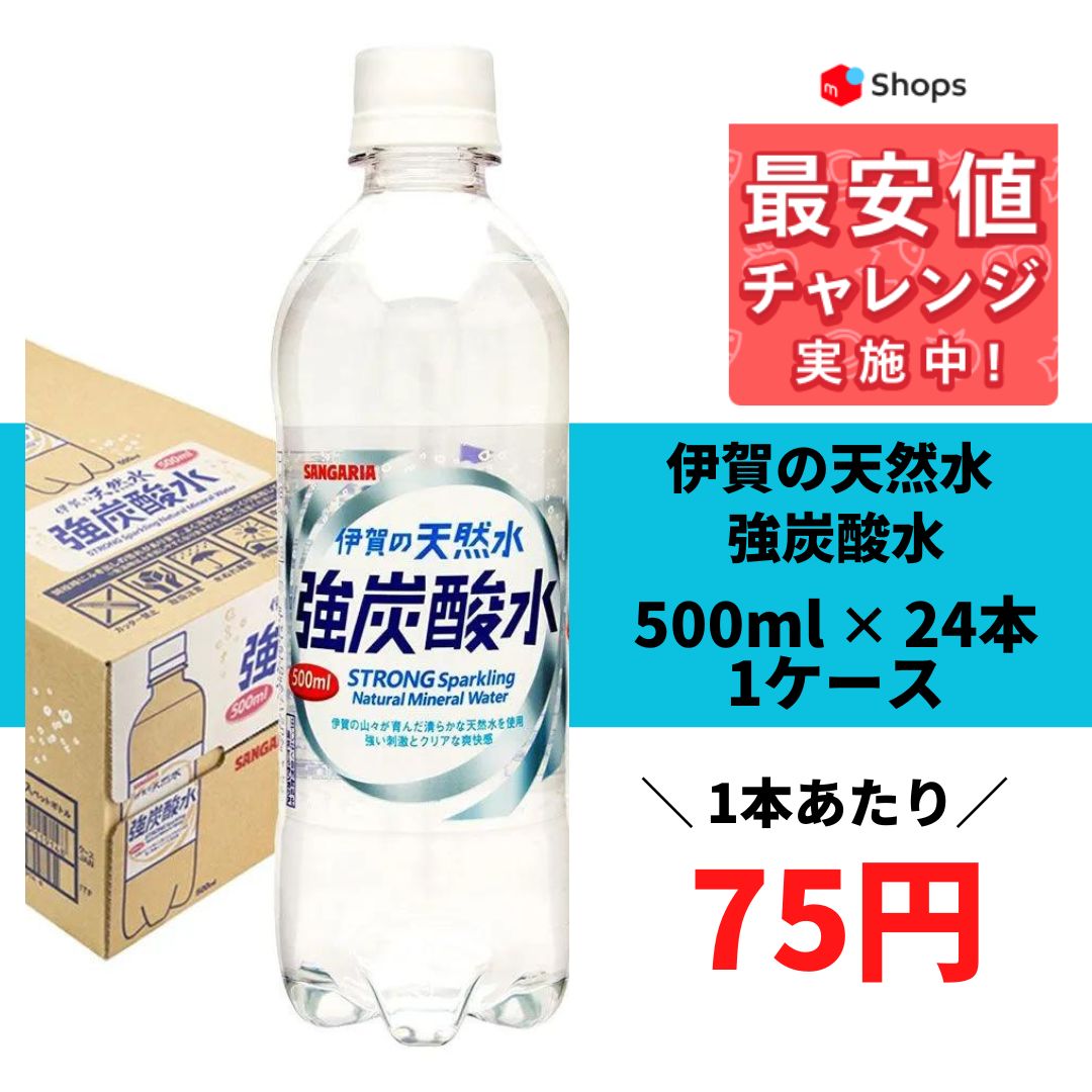 炭酸水 サンガリア 伊賀の天然水 強炭酸水 500ml×24本×2ケース (48本) 飲料