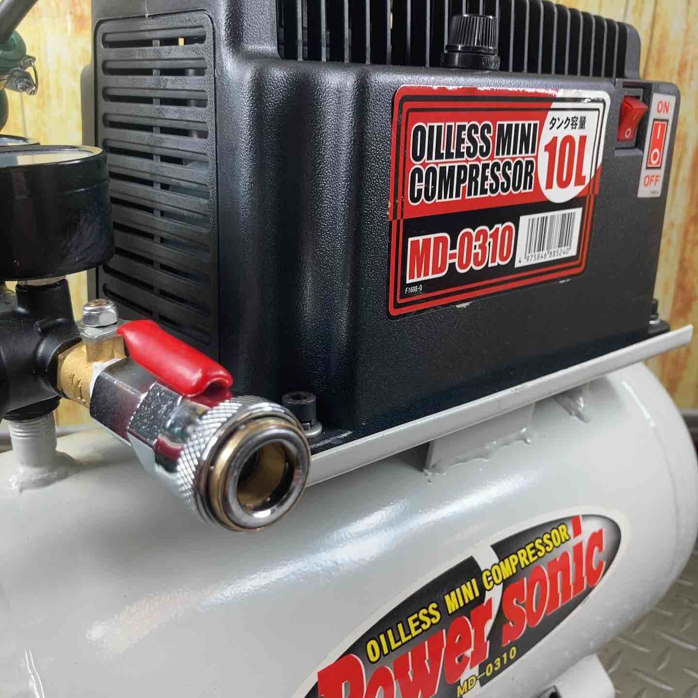 Power sonic オイレスミニコンプレッサー MD-0310 10L 1P 0829H9) 1円