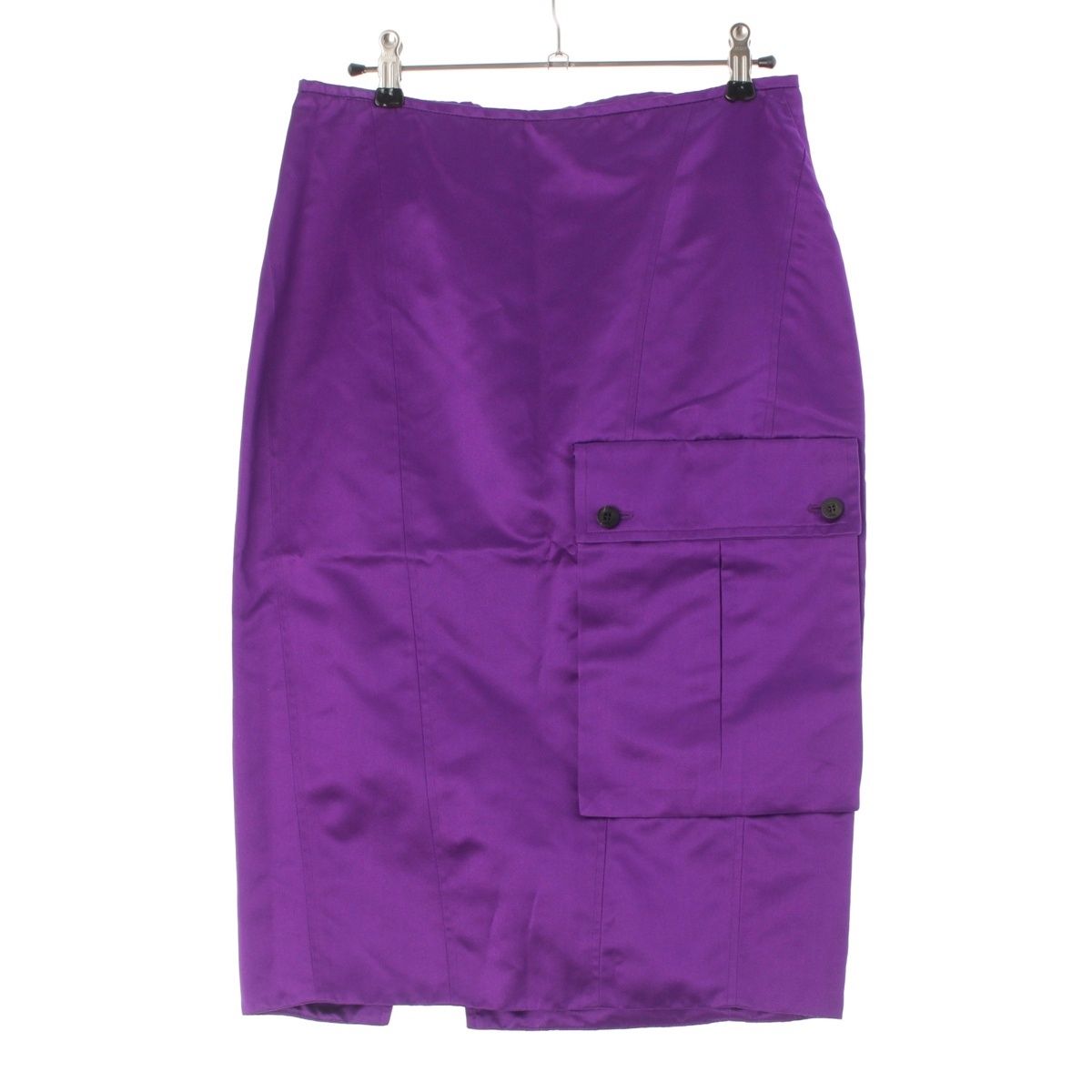 グッチ 2001年 トムフォード期 シルク混 カーゴポケット サテン スカート ボトムス パープル 40