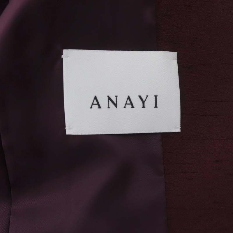アナイ ANAYI ベロアショートジャケット ノーカラー クロップド丈 36