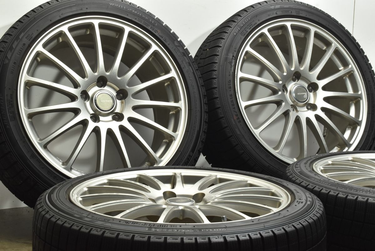 【良好品】エコフォルム 18in 7.5J +53 PCD114.3 ダンロップ ウィンターマックス 03 225/45R18 オデッセイ ヴェゼル レヴォーグ RX-8