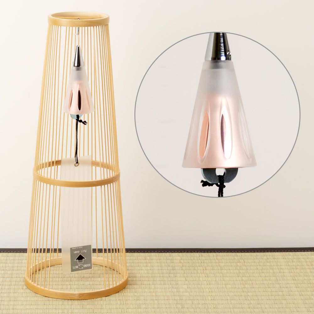 駿河竹千筋細工×東京ベル 置き風鈴（ピンクゴールド・ショート） 消音