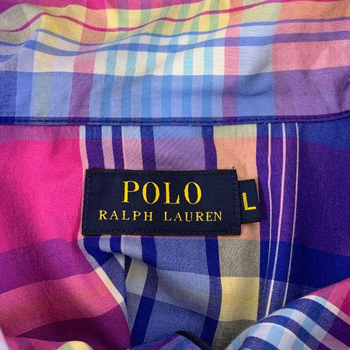 ポロ ラルフローレン POLO RALPH LAUREN セットアップ ナイトウェア パジャマ 半袖 パンツ チェック柄 マルチカラー L メンズ