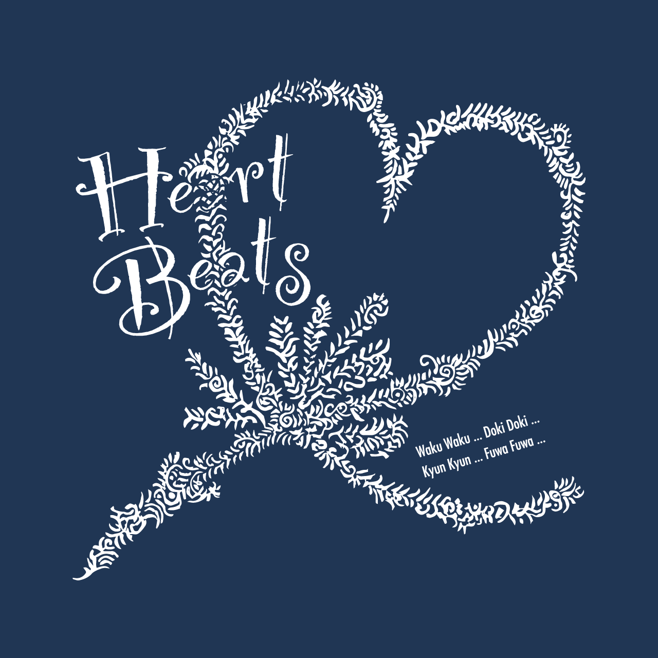グラフィックロングTシャツ　Heart Beats Mono / Black -Long-