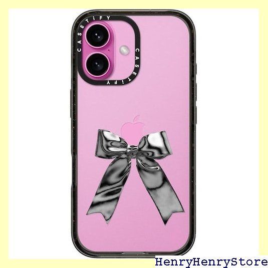 CASETiFY インパクト iPhone 16 ケース スリム | 2.5mの落下試験をクリア MIL規格4倍相当 | ワイヤレス充電に対応 - Metallic Ribbon - クリア ブラック 1955