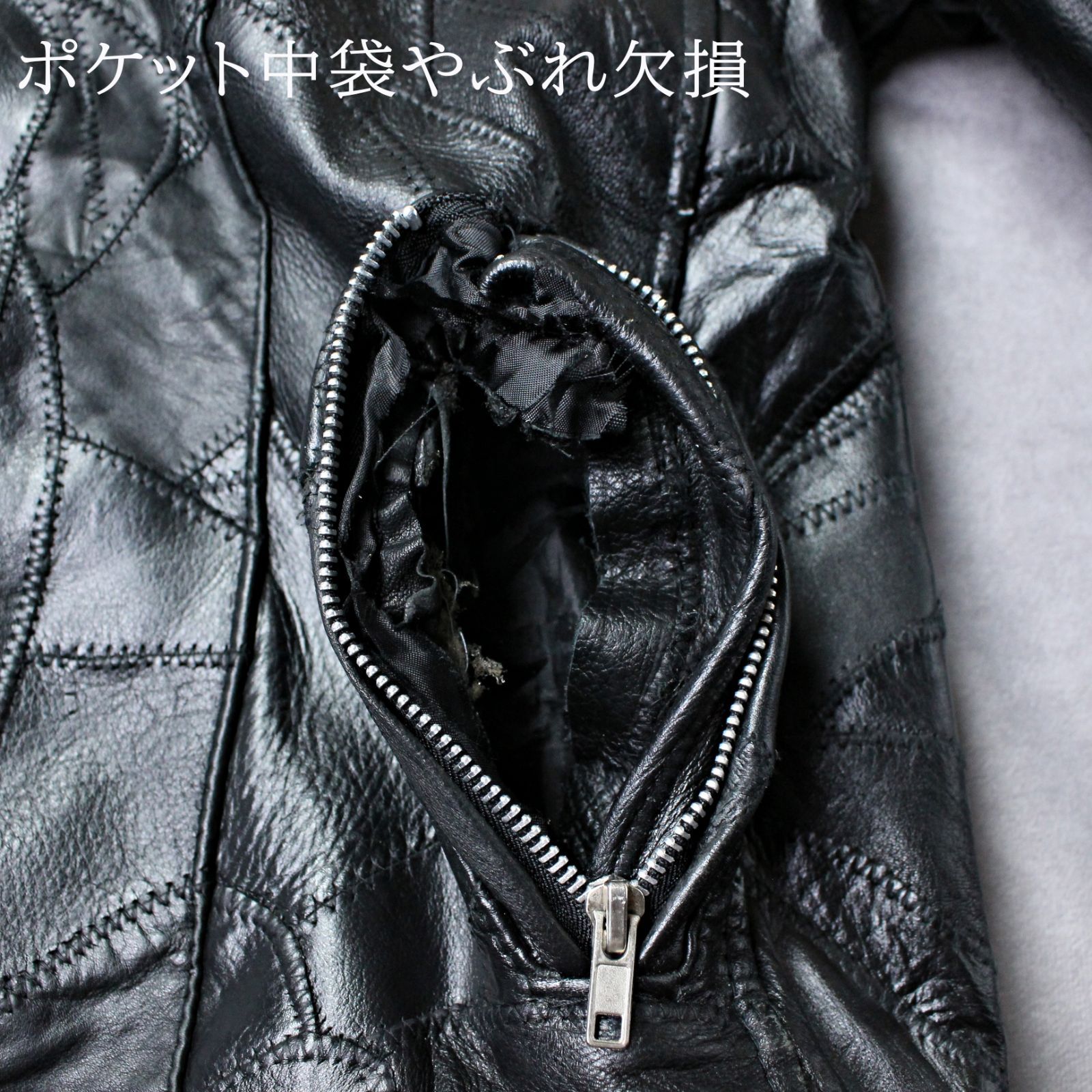 DIAMOND PLATE BUFFALO LEATHER】ビッグワッペン付き 黒革 パッチ 