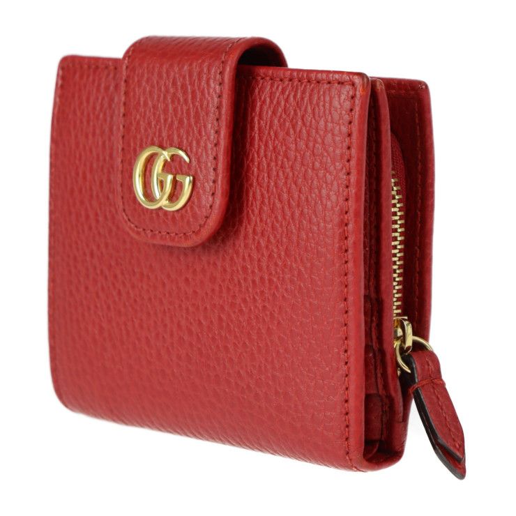 GUCCI グッチ 二つ折り財布 523193 レザー レッド ゴールド金具 GG