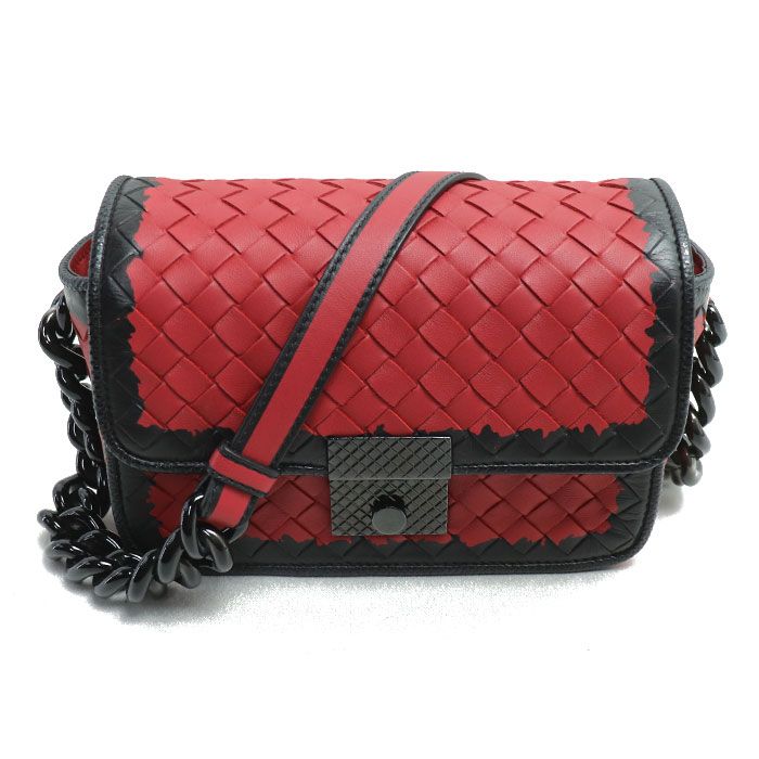 BOTTEGAVENETA ボッテガヴェネタ イントレチャート ミニチェーンショルダー ショルダーバッグ レッド レディース